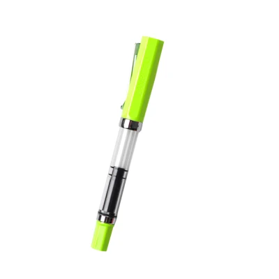 Pluma transparente de plástico para caligrafía para práctica estudiantil, punta con capucha de 0,5mm y Punta de 0,38mm, útiles escolares con tinta de Color: Juego de bolígrafos: apple green / F nib
