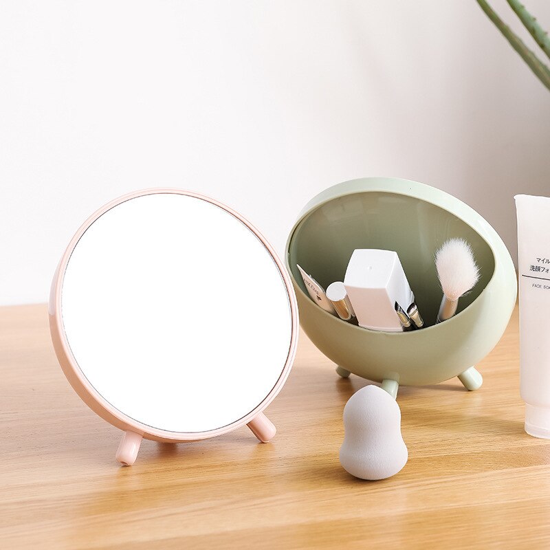 Round Decorative Mirror Nordic Portable Desktop Makeup Mirror Sucker Magnifying Glass Home Bathroom Beauty Dressing Table Decor