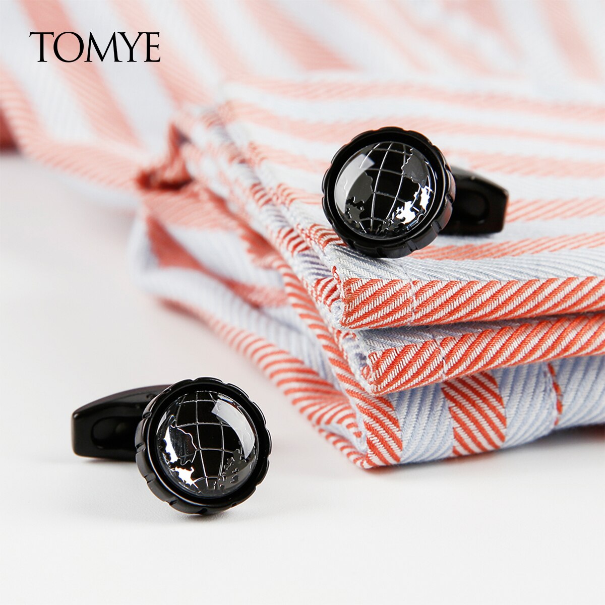 Tomye ouro preto mapa redondo cufflink masculino personalizado luxo abotoaduras em massa xk19s113