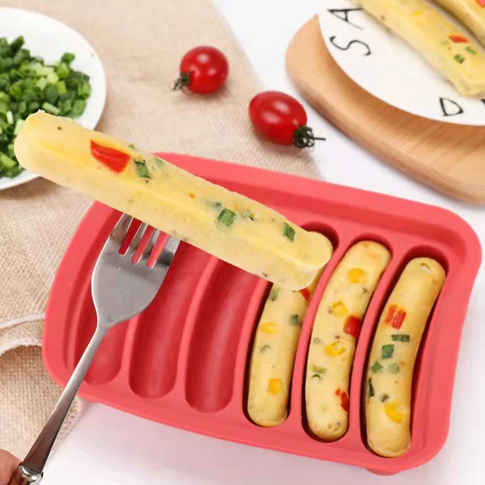 6 Grids Sausage Maker Mould Silicone DIY Ham Dog Making Moulds With Lid Kitchen Household Sausages Cake Baking Tools Molds