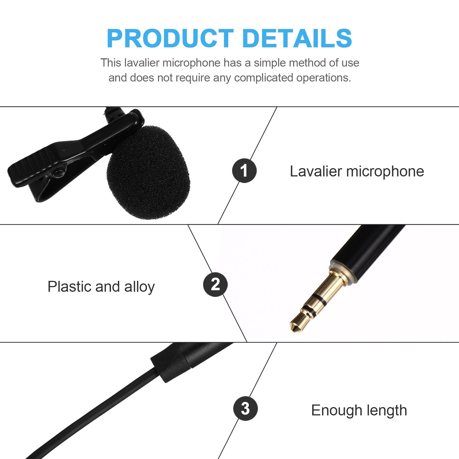 1 Set Podcast Microphone Omnidirectional Condenser Microphone 3m