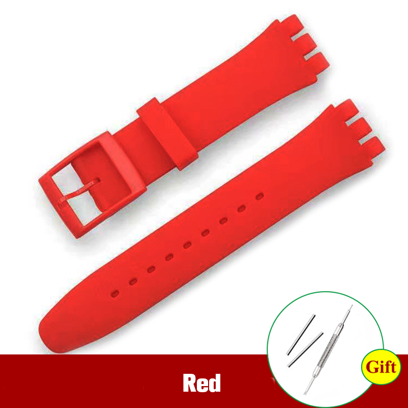 16mm 17mm 19mm 20mm Zachte Siliconen Armband Kleurrijke Horlogeband voor Swatch Horlogeband Vervanging Horloges accessoires met Tool