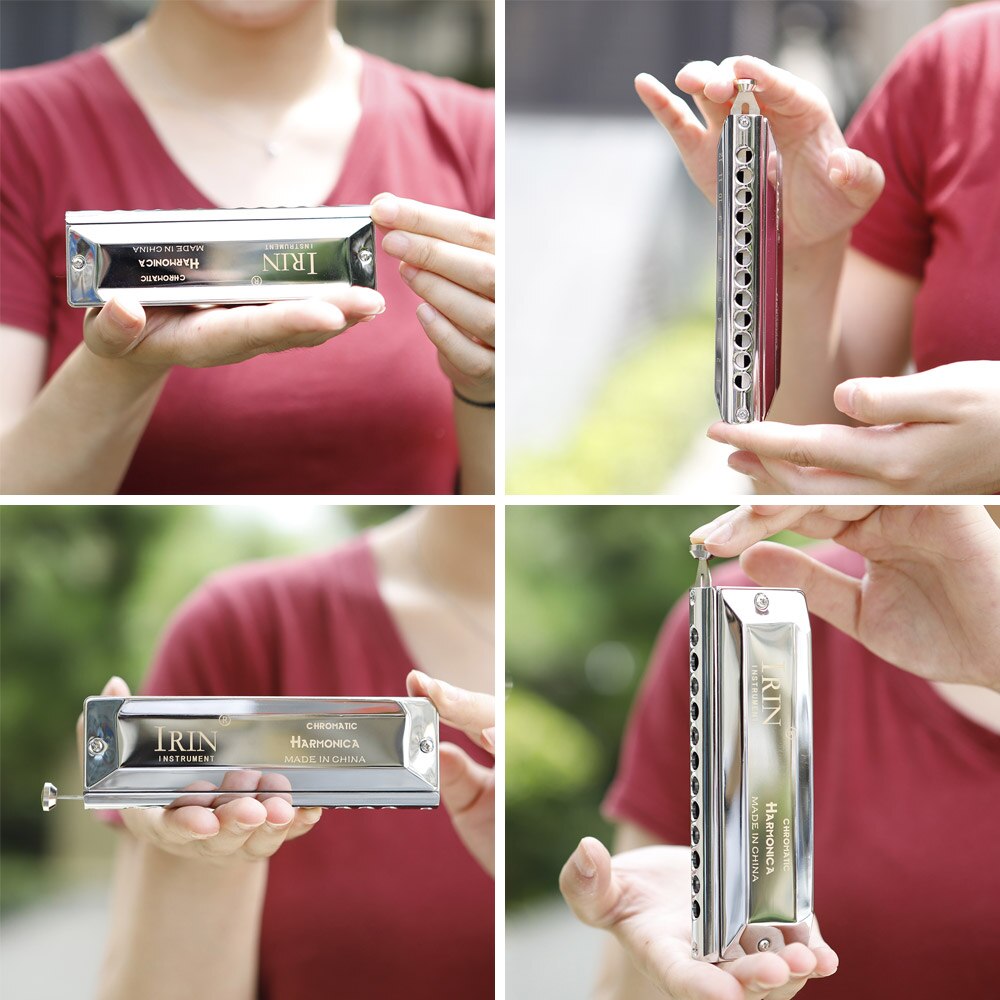 12 hål 48 toner kromatisk munspel mun orgel nyckel med rengöringsduk förvaringslåda för nybörjare vuxna