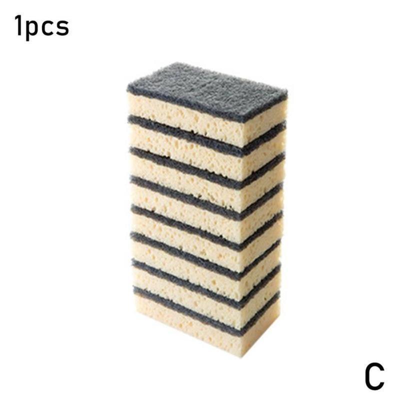 Esponja de algas marinas de doble cara, paño de limpieza de cocina, sartén antiadherente, almohadilla de fregado sin arena, esponja absorbente para lavar platos: black