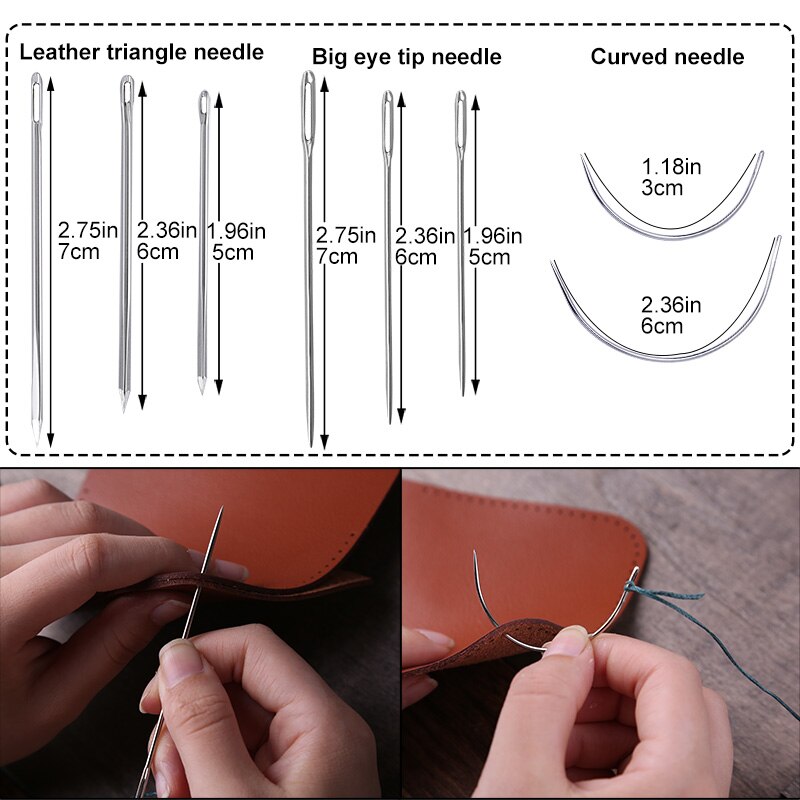 MIUSIE Leather Waxed Thread Sewing Kits Hand Sewing Needles with Leather Craft for Leather Canvas DIY Sewing Accessories