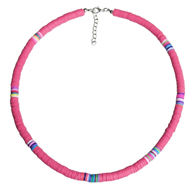 Bohemian Strand Bunte Ton Perlen Halsband Boho Regenbogen Polymer Clay Halskette Schmuck für Frauen Mädchen Einstellbare