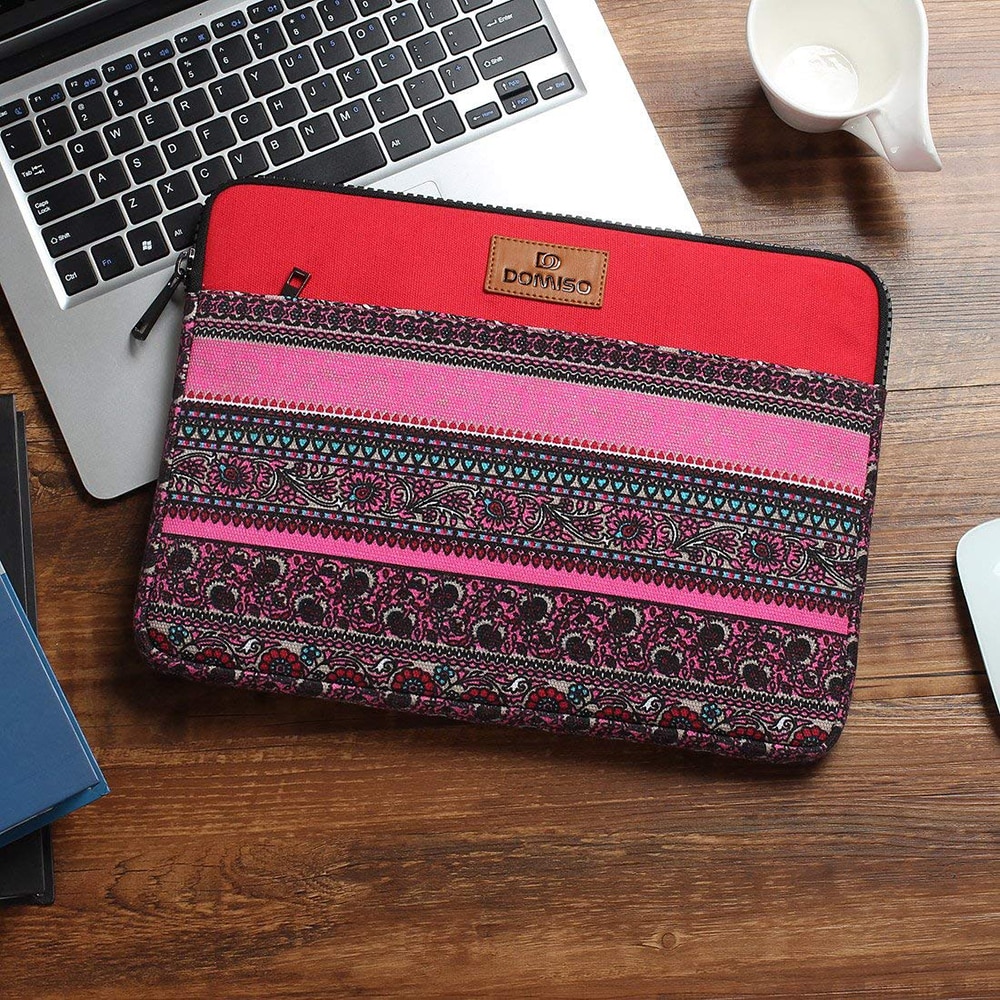 Domiso blomst stil stødsikker laptop sleeve taske til 10 " 11 " 13 " 13.3 " 14 " tommer macbook air/lenove/dell computertaske til kvinder