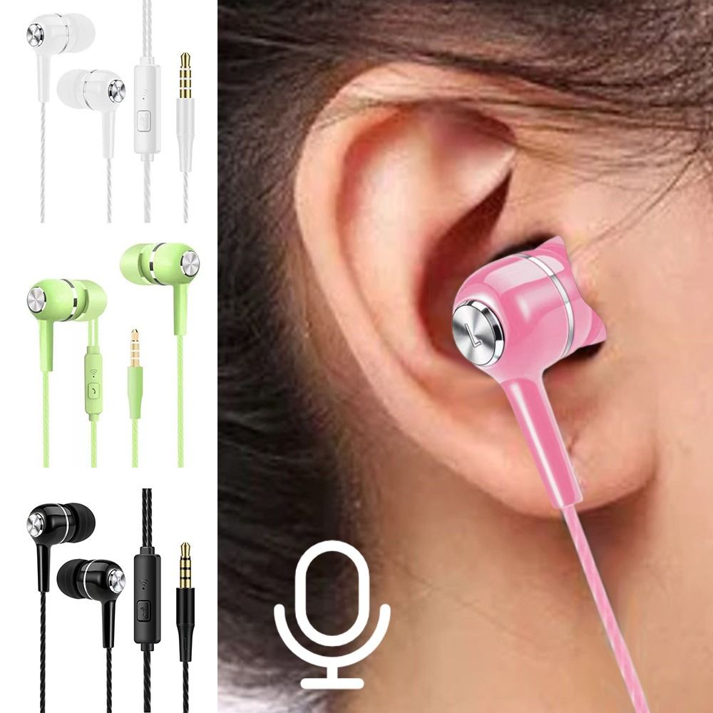 Stereo In-Ear Earphone Earpiece With Microphone 3.5mm Earbuds Universal Portable Wired Headphone For Apple/Android/