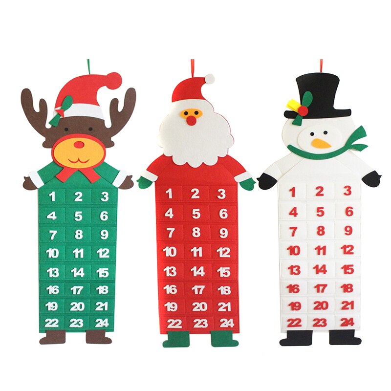 Vilt Kerst Advent Kalender Met Zakken Kerstman/Rendier/Sneeuwpop Thuis Wall Decor Lbshipping