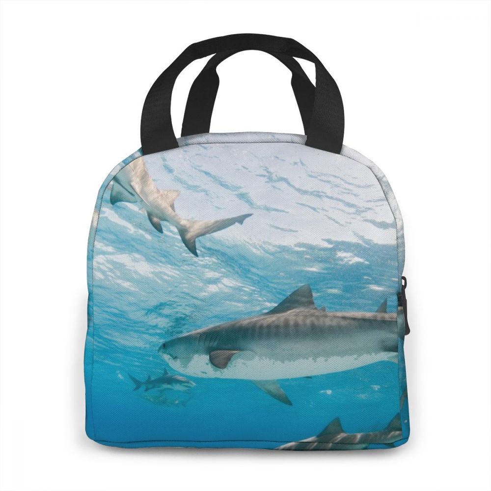 Fantasy Shark Underwater World Lunch Bag Portable Insulated Thermal Cooler Bento Lunch Box Tote Picnic Storage Bag Pouch