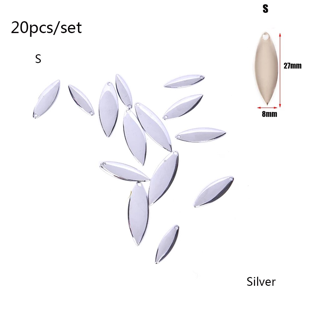 Metal Willow Spinner Blades Smooth Finish,DIY Spinner Bait Fishing Lures,Tackle Craft Fishing Spinner Blades: silver S