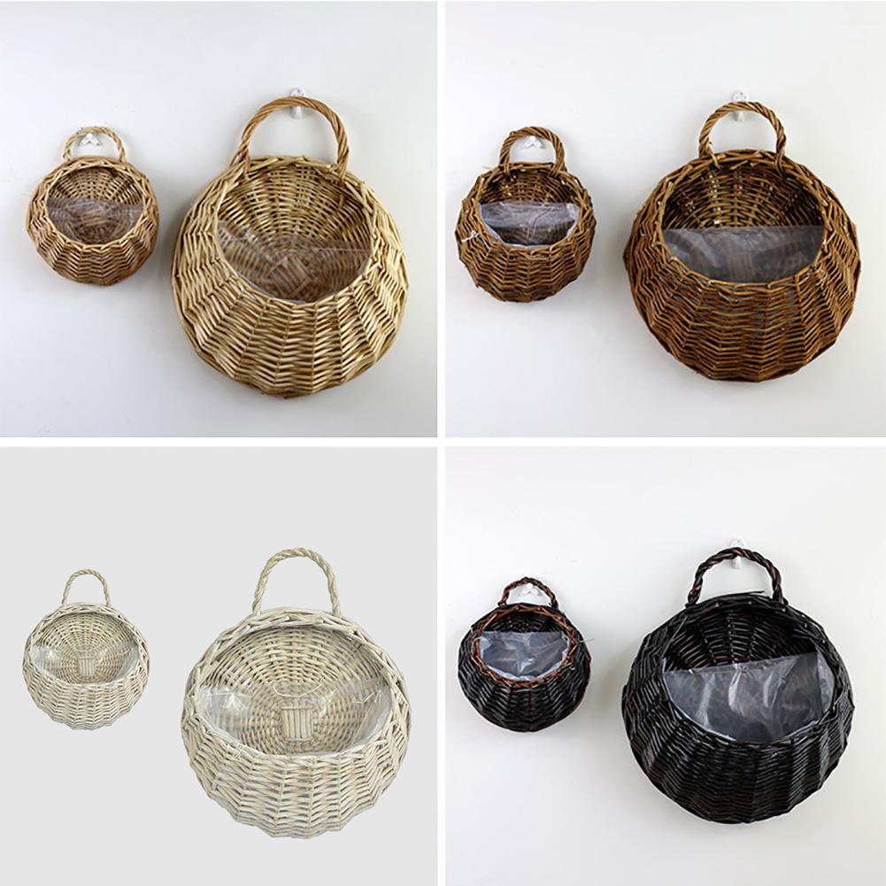 Natural Wicker Rattan Hanging Basket Flower Pot Hand Made Plant Pot Basket Holder Laundry Basket Vase Container Home Decoration