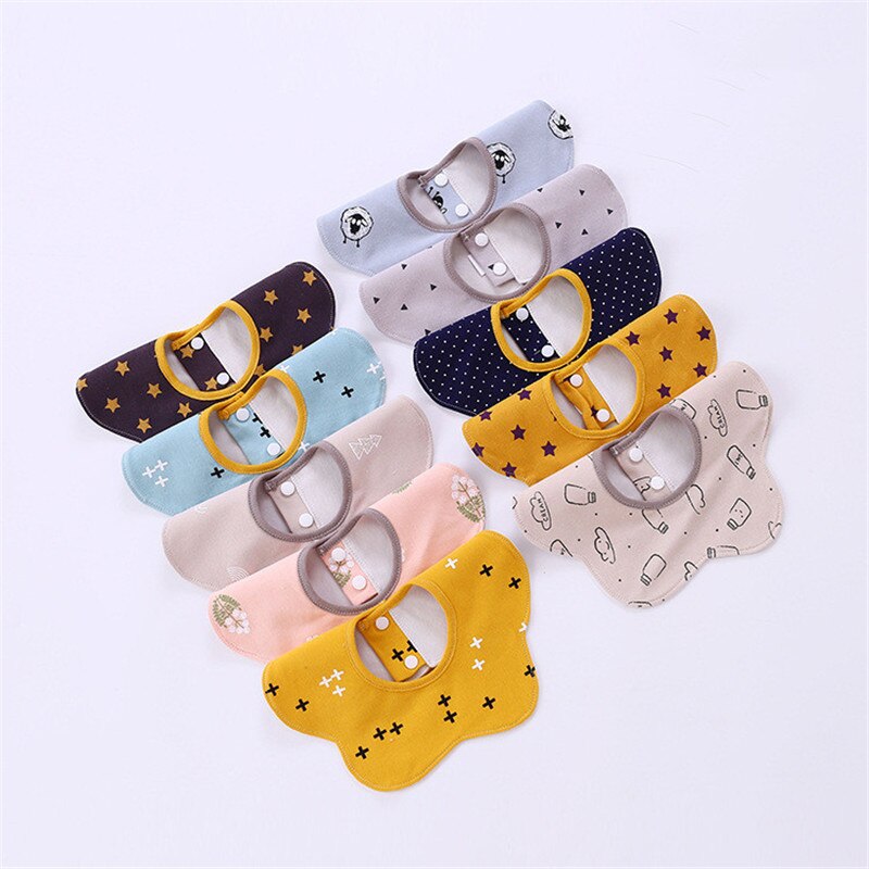 Cotton Baby Boys And Girls Feeding Burp Cloths 360 degrees Rotating Baby Bibs Towel Cute Bandanas Scarf Children Cravat Stuff