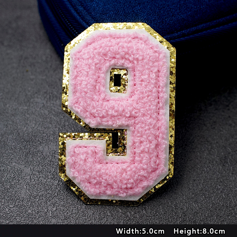 Pink Number 0 1 2 3 4 5 6 7 8 9 Patches For Clothing Embroidery Applique Zero One Two Three Four Five Six Seven Eight Nine: 9