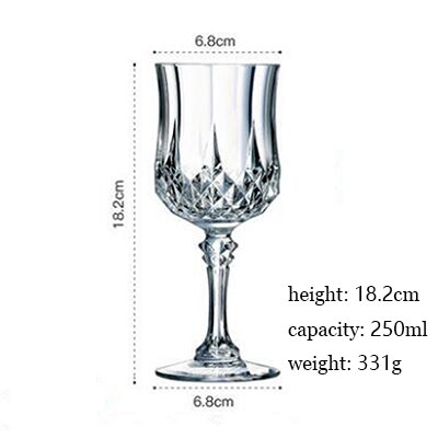 Copa de cristal tallada de estilo europeo, copas de vino de lujo con diamantes, para Bar, , hogar, Hotel: H-250ml