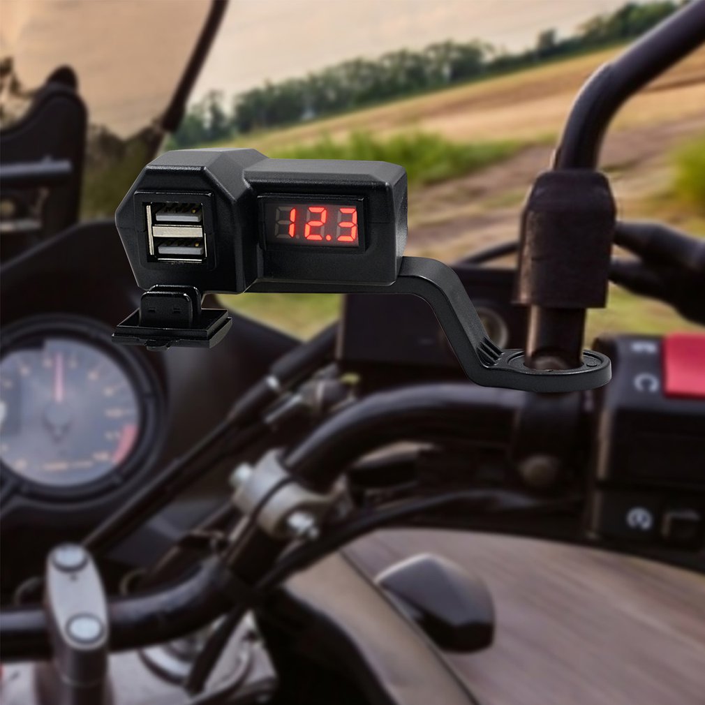 Neueste 12V Auto Motorrad Handy Ladegerät Abs Dual Usb Mit Schalter 24V Rv Boot Auto Ladegerät + voltmeter