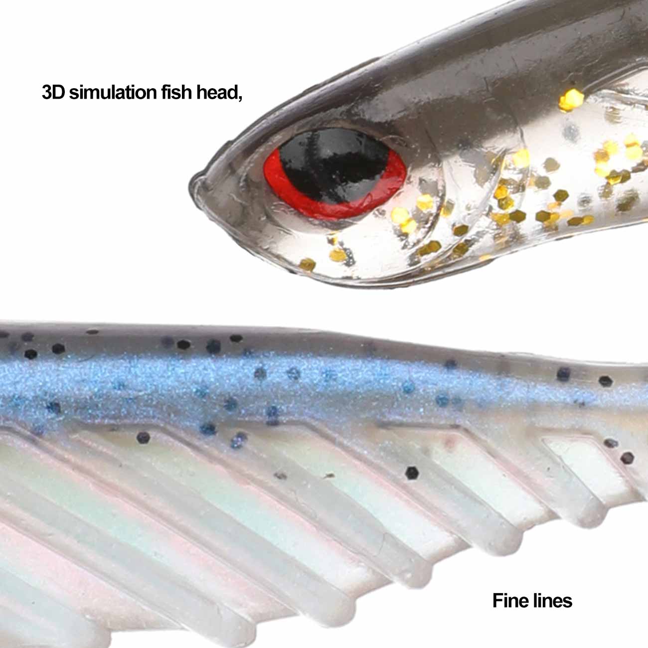 5pcs T-Tail Soft Bait Rubber Fishing Lures Jigging Wobblers Fishing Lure 7cm/2.9g Sea Bass Artificial Spinning Fishing Tackle