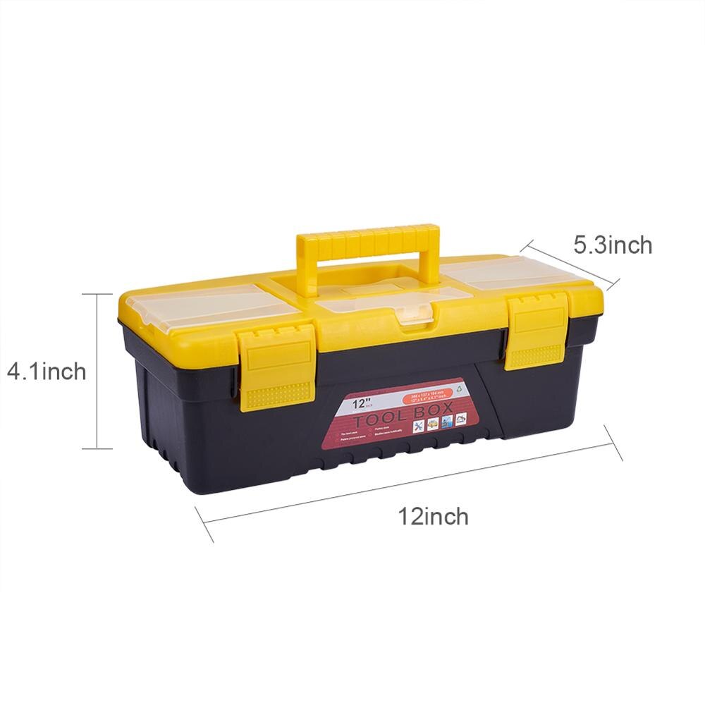 12" Plastic Tool Storage Box with Tote Tray Tool Chest Cabinet Toolbox Organiser 1pcs