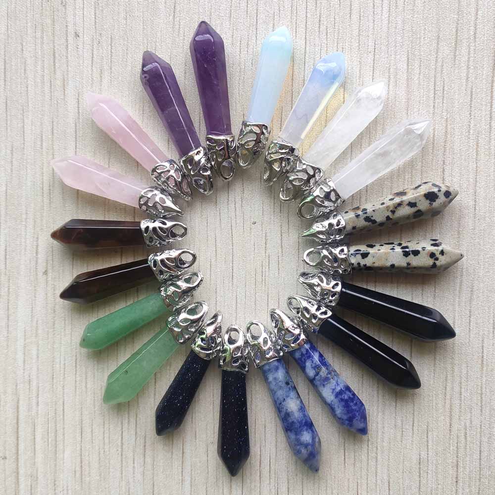 good mix natural stone pillar charm pendants 10x32mm for jewelry making 20pcs/lot