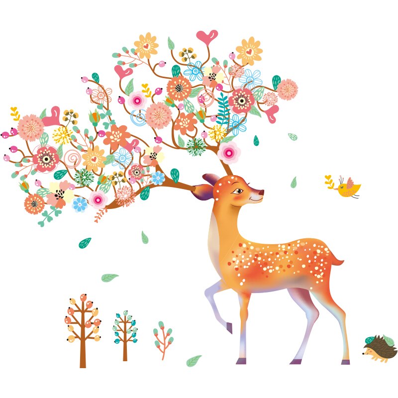 [Shijuekongjian] Cartoon Herten Muurstickers Diy Dier Muurstickers Voor Kinderen Kamers Baby Slaapkamer Nursery Woondecoratie: deer sticker 2