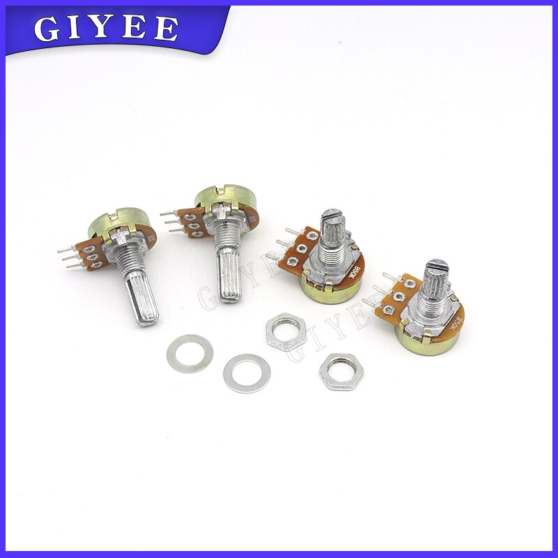 10 st 20mm axel  wh148 potentiometersats enkelled  b1k 2k 5k 10k 20k 50k 100k 250k 500k 1m ohm 3 stift med  ag2 kåpa