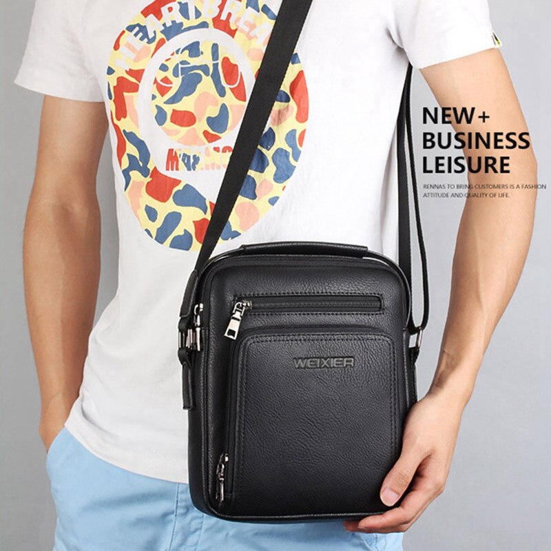 Weixier Casual Mannen Crossbody Tassen Pu Lederen Messenger Bag Mannen Handtas Top Mannelijke Schoudertassen