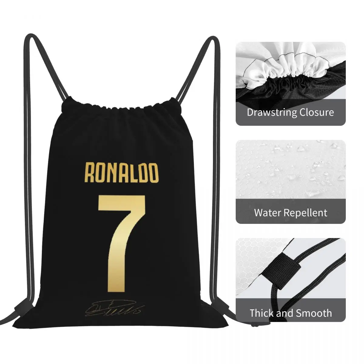 CR7 Cristiano Ronaldo sacs à dos sacs à cordon portables cordon paquet poche articles divers sac BookBag pour homme femme étudiants