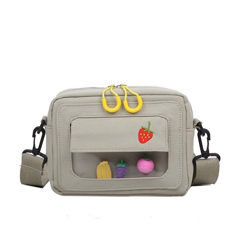 Bolsas de lona feminina 2020 novo estilo coreano frutas bordadas sacos do mensageiro claro estudantes sacos ombro crossbody sacos