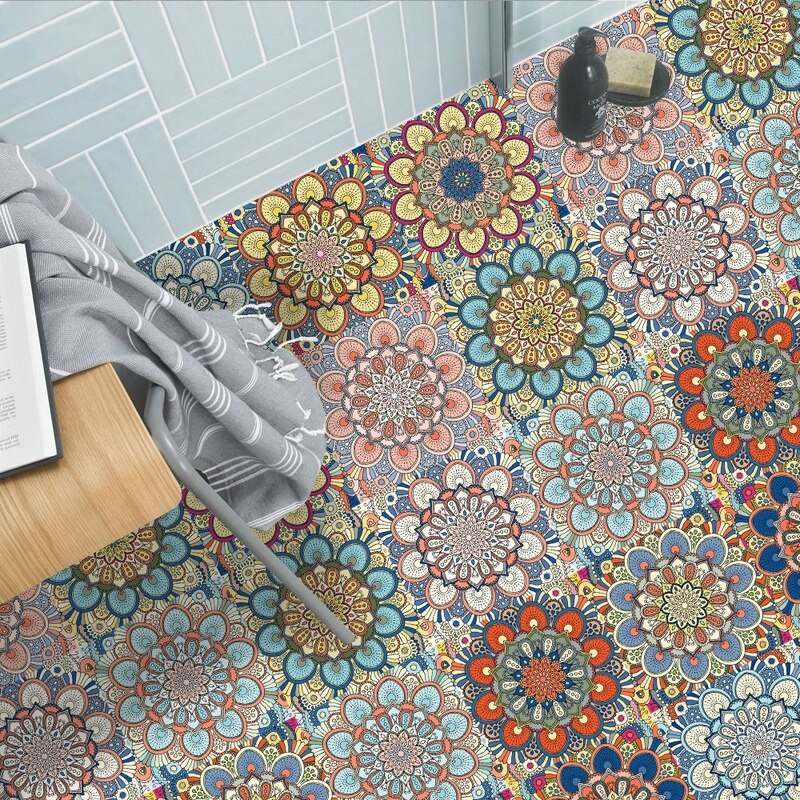 Mandala motif cristal dur pièce carreaux de céramique autocollants maison cuisine salle de bain évier décoration étanche amovible autocollant mural