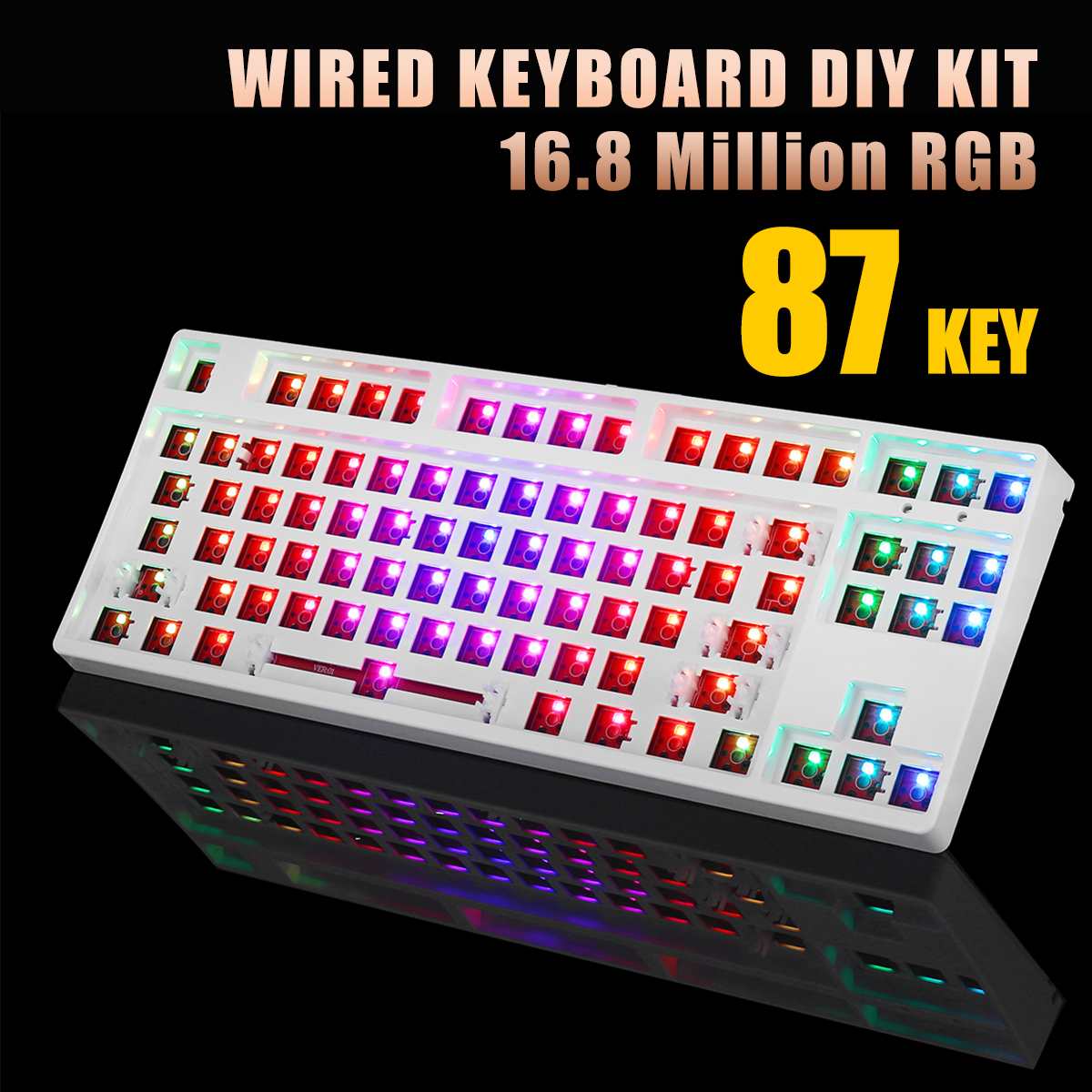 16.8 Million RGB Programmable Wired Replacable Cherry Gateron Switche Mechanical 80% keyboard DIY kit PCB Mounting Plate Case