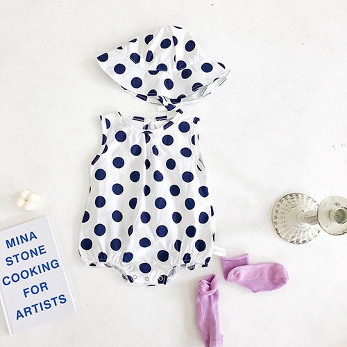Milancel zomer babykleding coole babymeisjes bodysuits linnen baby jongens jumpsuits mouwloos stippen baby outfit: Zwart / 12m