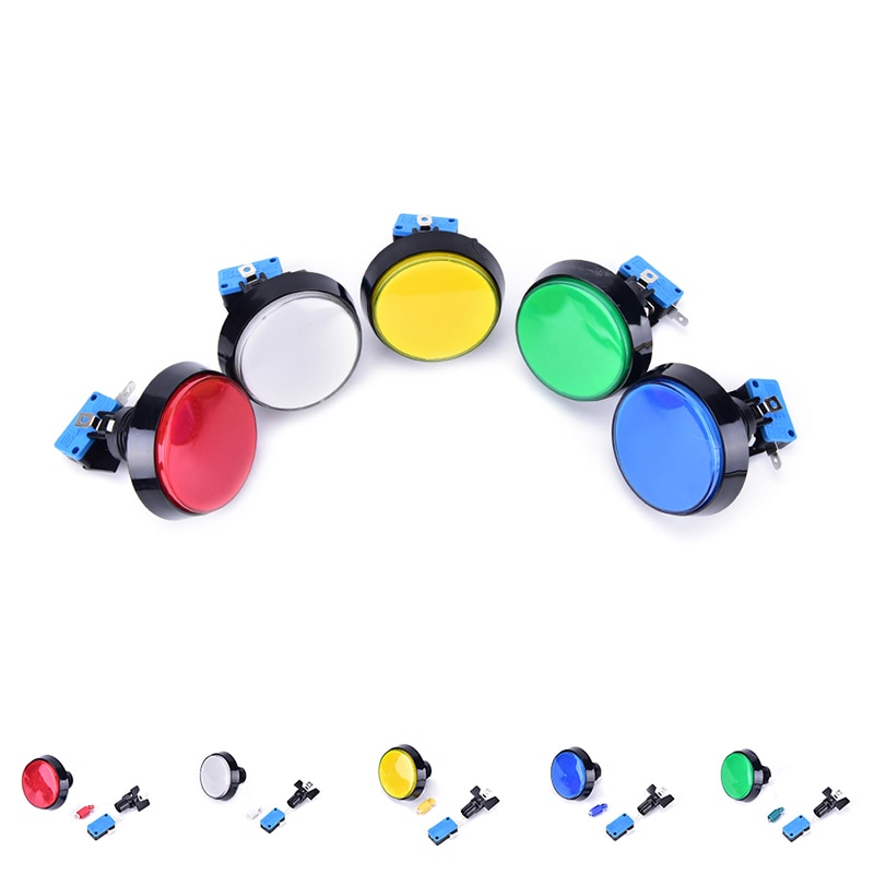 60Mm Arcade Knop Knop Met Led Licht Grote Boogvormige Arcade Video Game Player Knop Schakelaar Ouder-kind Game Console