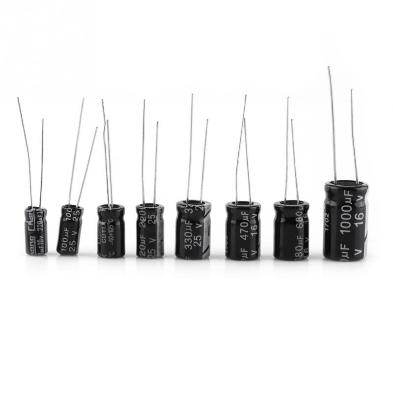 500 stk/parti 0.1uf-1000uf 24 værdier aluminium elektrolytisk kondensator assorteret sæt 10v ~ 50v blandet elektrolytisk kondensator sæt med æske