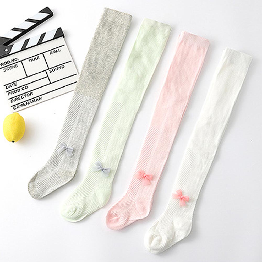 V-TREE Summer Baby Tights Bowknot Mesh Pantyhose Spanish Hollow Cotton Tight For Girls Infants Breathable Stockings