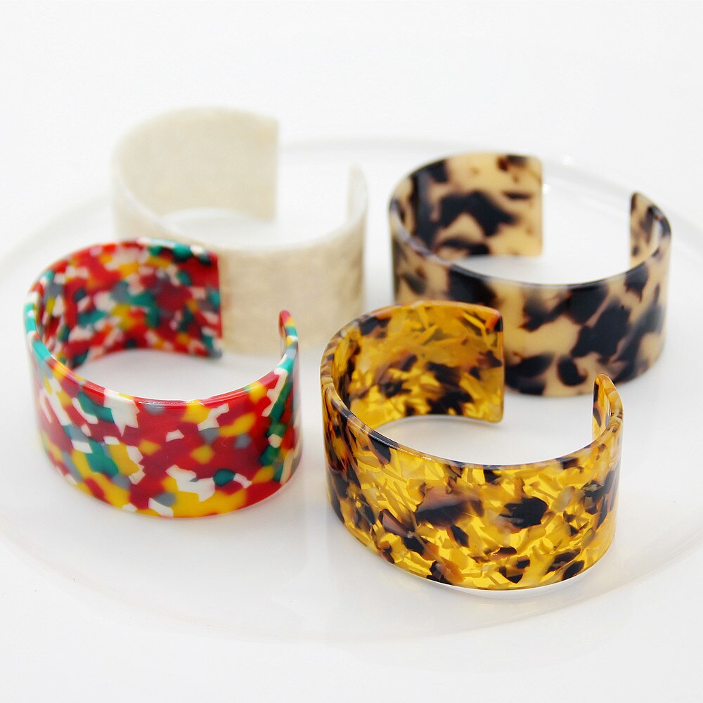ZA – Bracelet en acrylique pour femmes, , bohème, léopard, résine, manchette ouverte, Punk, bijoux, , nouvelle ,