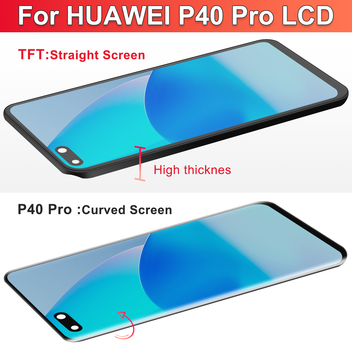 100%  ecrane testate pentru huawei  p40 pro, ecran lcd tactil pentru huawei  p40 pro els -nx9,  els -n04,  els -an00 , ecran cu ramă