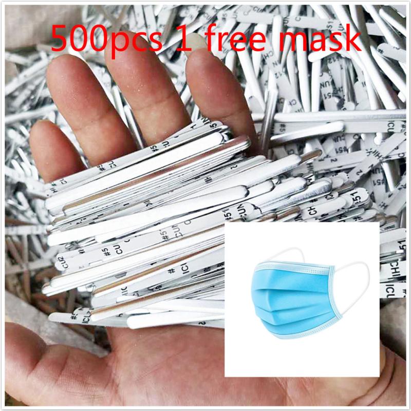 Masque bande de pont du nez en aluminium | Bricolage, accessoires pour la fabrication artisanat, fil d'aluminium plat, bande de pont du nez en aluminium 1000/500 pièces: 500pcs 1 free mask