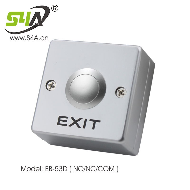 Exit Button with LED Light for Access Control Zinc Alloy Material the Bottom Box Door Push Exit Release Mushroom Button Switch