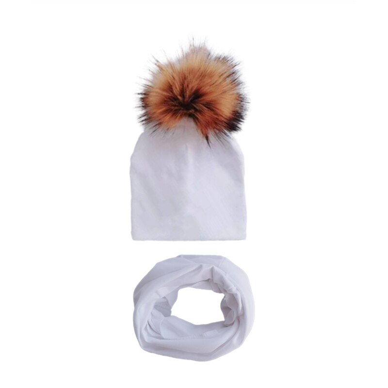 Kinderen Pom Pom Hoed Herfst Winter Baby Hoed Meisjes Jongens Cap Kids Beanie Bonnet Kraag Sjaal Set Baby Cap fotografie Props