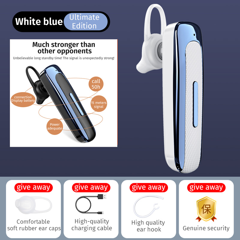 50% OFF For Sooyn bluetooth earphone gaming cool Working time 30 hours noise reduction E1 LZ-73 wireless bluetooth earphone: WHITE