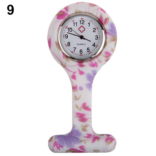 Reloj de bolsillo para mujeres y enfermeras, broche de silicona estampado a la para enfermeras, Túnica, reloj de bolsillo con cadena, esfera de acero inoxidable de cuarzo: 9