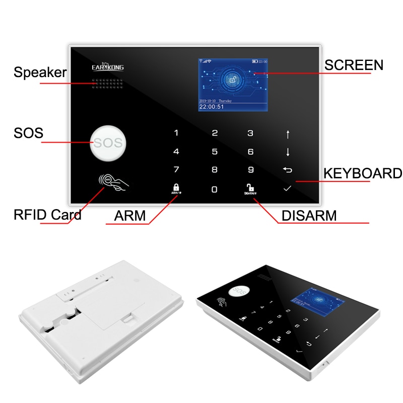 4G alarm domowy Tuya alarm Wifi APP 433MHz bezprzewodowy i przewodowy detektor alarmy antywłamaniowe karta RFID TFT LCD klawiatura dotykowa 11 języków