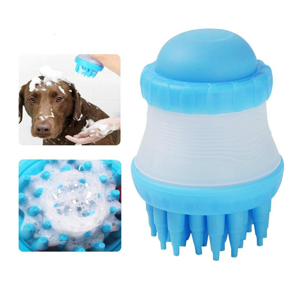 Cepillo de baño y masaje suave para mascotas y perros, cepillo de limpieza para mascotas, dispensador de champú, cepillo de silicona, cepillo de cerdas, dispositivo de limpieza de mascotas, baño Wahser