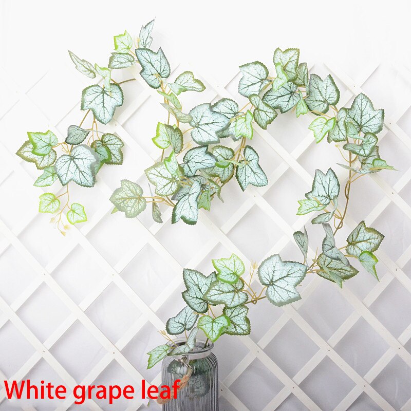 1 Pcs Green Flower Vine Sweet Potato Vine Green Leaf Vine Artificial Flower Air Conditioning Loft Fence Winding Green Leaf: White grape leaf