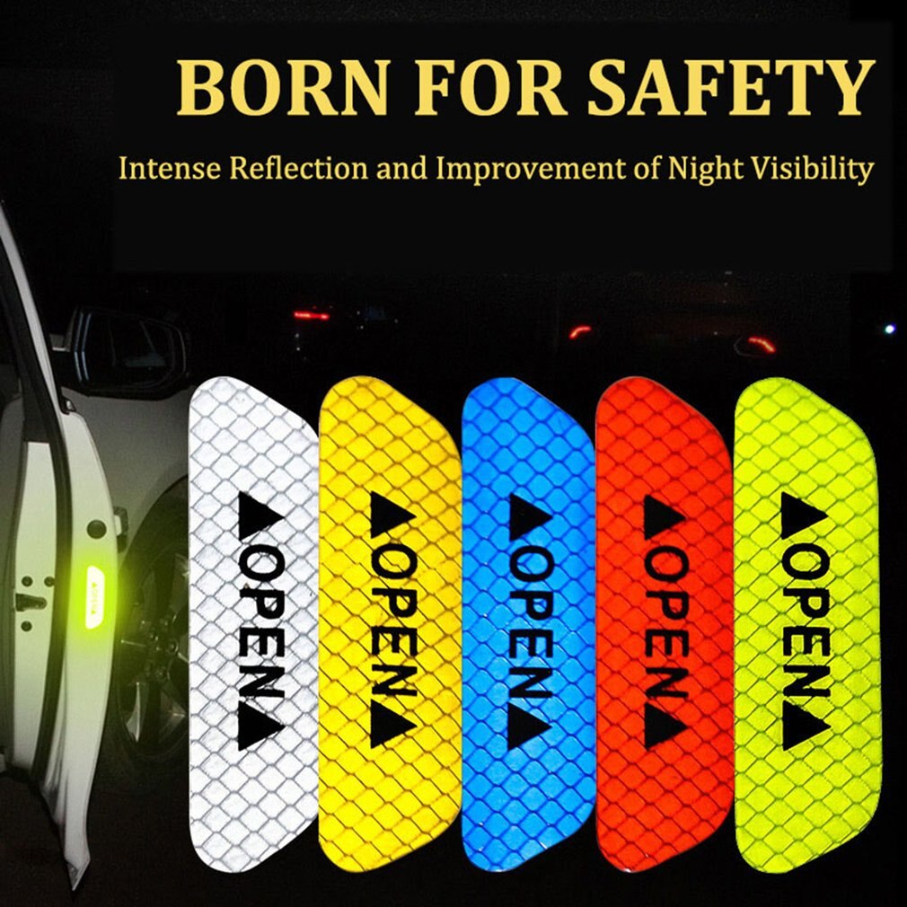 Open The Door Stickers Reflective Stickers Safety Warning Stickers Open Reflective Film Car Door Anti-Collision Strip