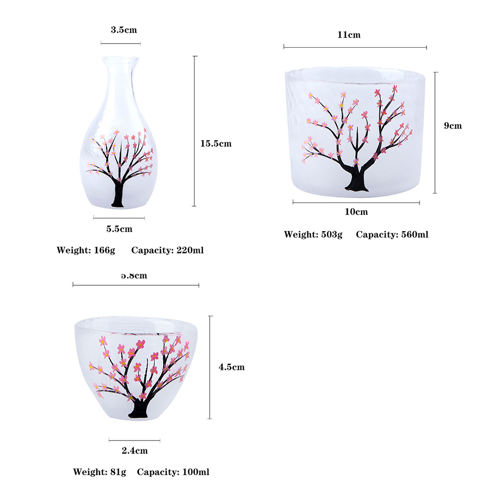 Kreative matt Fingerabdruck Sake Flasche Wein Glas einstellen, japanischen stil Hand-gemalt Pflaume Blüte Willen Glas Einschließlich Wein Warme