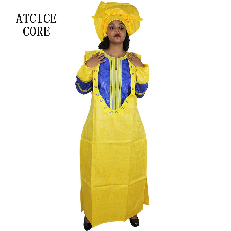 Bazin-robe africaine pour femmes, motif riche, motif de broderie, sous deux pièces, A282 #