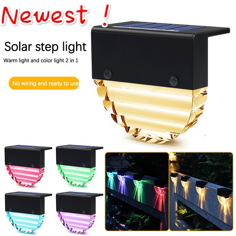 The ! Colorful Solar Stair Light Garden Step LED Waterproof Warm Light Step Lights Solar Led Light Outdoor Step Fence Lights