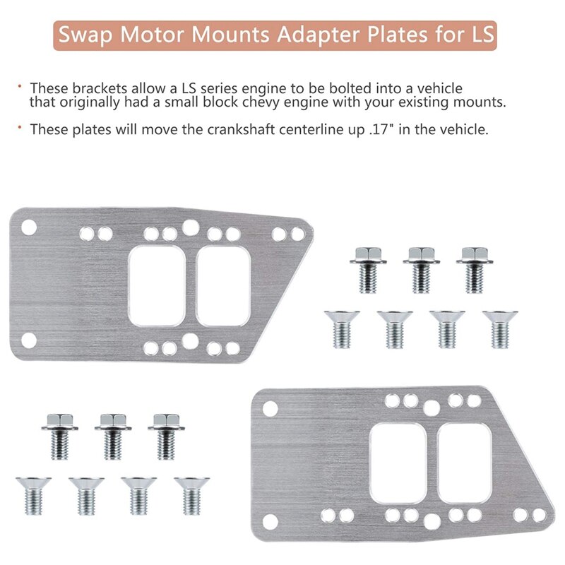 Swap Motor Mounts Adapter Plates for LS Conversion Adjustable Universal Swap Bracket for LS1 LS3 LS2 LQ4 LQ9 LS6 551628