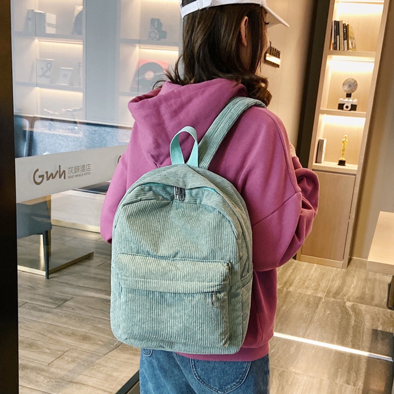 Trend Female Backpack Casual Women Backpack Small Velvet Solid Color Shoulder Bag Women Travel Mini School Bags Girl